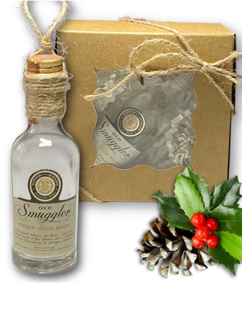 Old Smuggler Scotch Whisky Artisan Vintage Glass Miniature Bottle Ornament